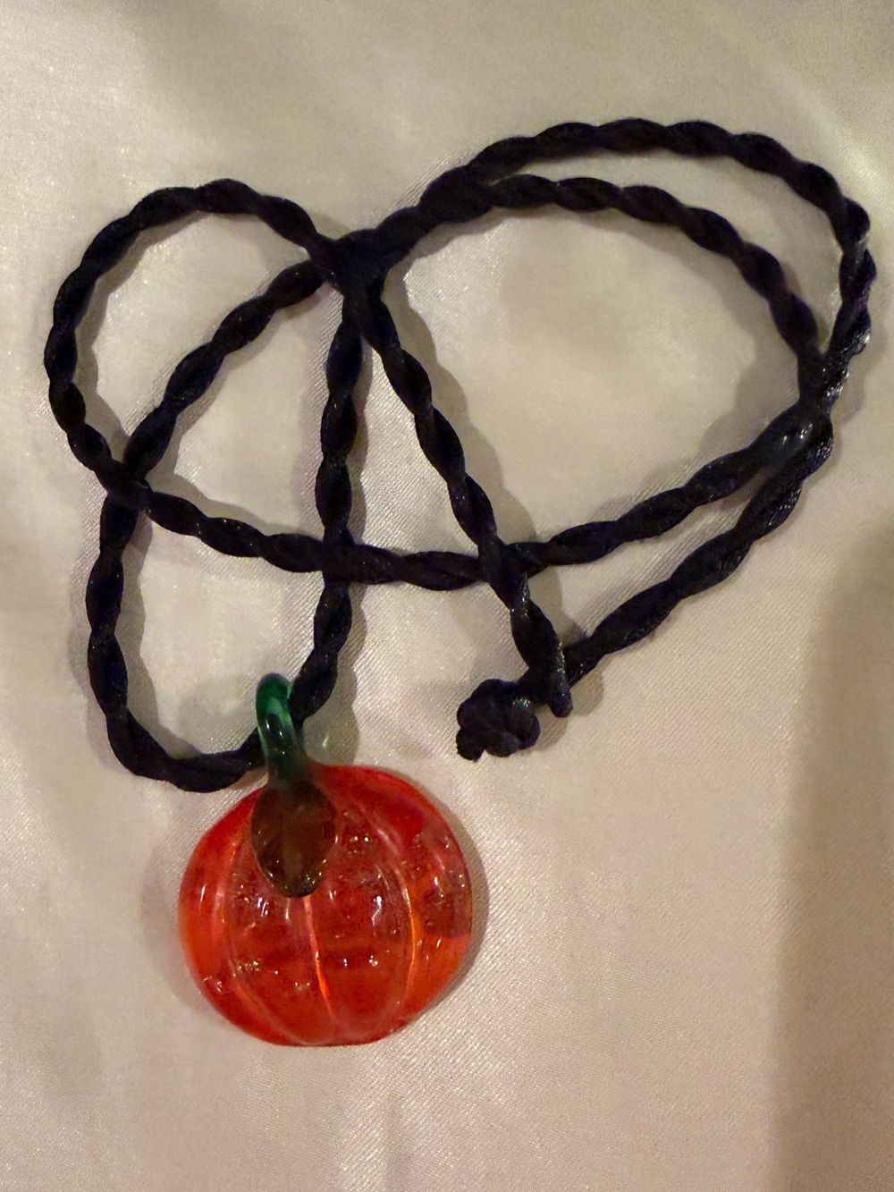 Handmade Orange Glass Pumpkin Pendant Necklace